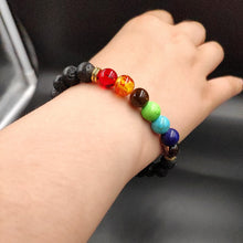 Load image into Gallery viewer, Chakra Therapy Healing Crystals kit 7 Raw Chakra Stones 7 Colorful Gemstones Amethys Rose Quartz Chakra Lava Bracelet gift
