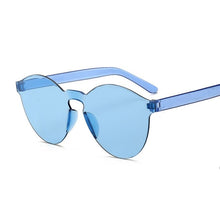 Load image into Gallery viewer, New One Piece Rimless Lens Blue Sunglasses Women Transparent Plastic Glasses Style Sun Glasses Female Clear Candy Color Lady
