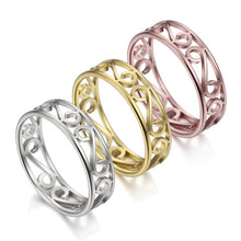 Load image into Gallery viewer, Dawapara Hyperbole Party Rings Four-leaf Clover Hollow Wedding Bands Ring Stainless Steel Jewelry Rose Gold
