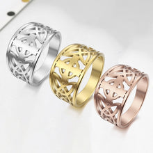 Load image into Gallery viewer, Dawapara Hyperbole Party Rings Four-leaf Clover Hollow Wedding Bands Ring Stainless Steel Jewelry Rose Gold
