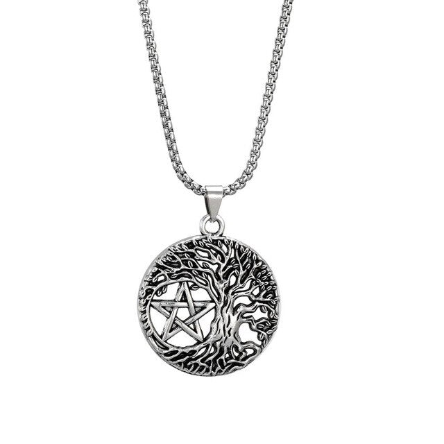 Dawapara Triple Moon Goddess Wicca Pentagram Magic supernatural Amulet Necklace Women tree of life moon necklaces pendants