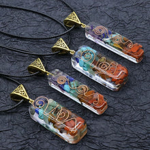 Load image into Gallery viewer, Retro Reiki Healing Colorful Chips Stone Natural Chakra Orgone Energy Pendant Necklace Pendulum Amulet Orgonite Crystal Necklace
