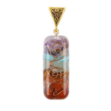 Load image into Gallery viewer, Retro Reiki Healing Colorful Chips Stone Natural Chakra Orgone Energy Pendant Necklace Pendulum Amulet Orgonite Crystal Necklace

