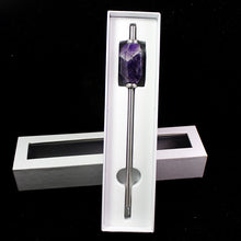 Load image into Gallery viewer, Runyangshi 1pc 2020 New Eco-friendly Reusable  Natural crystal amethyst stainless steel Drink straw rose quartz With Brush
