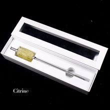 Load image into Gallery viewer, Runyangshi 1pc 2020 New Eco-friendly Reusable  Natural crystal amethyst stainless steel Drink straw rose quartz With Brush

