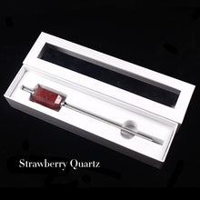 Load image into Gallery viewer, Runyangshi 1pc 2020 New Eco-friendly Reusable  Natural crystal amethyst stainless steel Drink straw rose quartz With Brush
