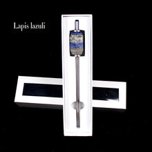 Load image into Gallery viewer, Runyangshi 1pc 2020 New Eco-friendly Reusable  Natural crystal amethyst stainless steel Drink straw rose quartz With Brush
