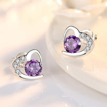 Load image into Gallery viewer, NEHZY 925 Sterling Silver Stud Earrings High Quality Woman Fashion Jewelry New Heart-shaped Amethyst Zircon Hot Sale Earrings
