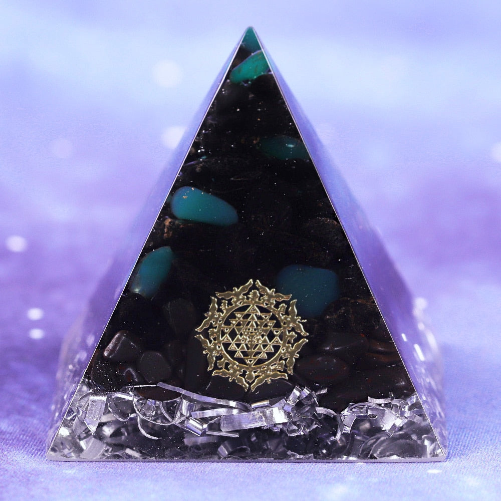 Orgonite Pyramid Energy Black Tourmaline With Green Agate Aluminium Scrapenergy Orgone Meditation Pyramids Healing Crystals Reik