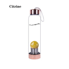Load image into Gallery viewer, Natural Crystal Water Bottle rose gold bottle Stone ball Healing Crystal ball Elixir Quartz Crystal Energy Drinkware for gift
