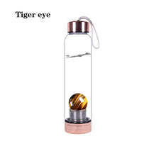 Load image into Gallery viewer, Natural Crystal Water Bottle rose gold bottle Stone ball Healing Crystal ball Elixir Quartz Crystal Energy Drinkware for gift

