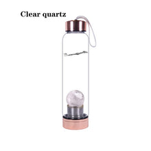 Load image into Gallery viewer, Natural Crystal Water Bottle rose gold bottle Stone ball Healing Crystal ball Elixir Quartz Crystal Energy Drinkware for gift
