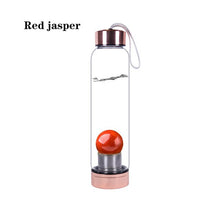 Load image into Gallery viewer, Natural Crystal Water Bottle rose gold bottle Stone ball Healing Crystal ball Elixir Quartz Crystal Energy Drinkware for gift
