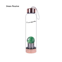Load image into Gallery viewer, Natural Crystal Water Bottle rose gold bottle Stone ball Healing Crystal ball Elixir Quartz Crystal Energy Drinkware for gift
