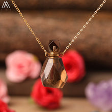 Load image into Gallery viewer, Natural Purple Agates Smoky Color Quartz Rainbow Fluorite Stone Gold Perfume Bottle Pendant For Necklace Making Women Jewelry

