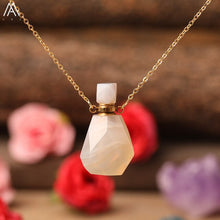 Load image into Gallery viewer, Natural Purple Agates Smoky Color Quartz Rainbow Fluorite Stone Gold Perfume Bottle Pendant For Necklace Making Women Jewelry
