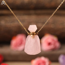 Load image into Gallery viewer, Natural Purple Agates Smoky Color Quartz Rainbow Fluorite Stone Gold Perfume Bottle Pendant For Necklace Making Women Jewelry
