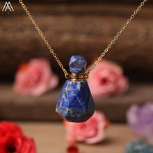 Load image into Gallery viewer, Natural Purple Agates Smoky Color Quartz Rainbow Fluorite Stone Gold Perfume Bottle Pendant For Necklace Making Women Jewelry
