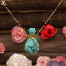 Load image into Gallery viewer, Beauty Essential Oil Pendant Jewelry Natural Smoky Color Quartz Turquoises Fluorite Perfume Bottle For Women Necklace Jewelry
