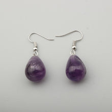 Load image into Gallery viewer, Water Drop Natural Stone Dangle Earring for Women Tiger Eye Clear Quartz Lapis Opal Obsidian Drop Cone Bead Hook Earrings
