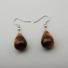 Load image into Gallery viewer, Water Drop Natural Stone Dangle Earring for Women Tiger Eye Clear Quartz Lapis Opal Obsidian Drop Cone Bead Hook Earrings
