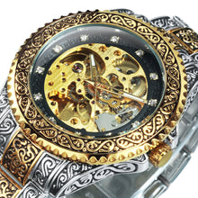 Load image into Gallery viewer, WINNER Gold Mens Watches Top Brand Luxury 2020 Automatic Mechanical Watch Men Skeleton Stainless Steel Strap Clock reloj hombre
