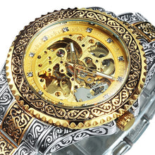 Load image into Gallery viewer, WINNER Gold Mens Watches Top Brand Luxury 2020 Automatic Mechanical Watch Men Skeleton Stainless Steel Strap Clock reloj hombre
