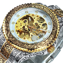 Load image into Gallery viewer, WINNER Gold Mens Watches Top Brand Luxury 2020 Automatic Mechanical Watch Men Skeleton Stainless Steel Strap Clock reloj hombre
