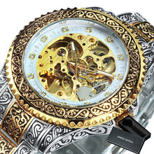 Load image into Gallery viewer, WINNER Gold Mens Watches Top Brand Luxury 2020 Automatic Mechanical Watch Men Skeleton Stainless Steel Strap Clock reloj hombre
