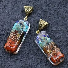 Load image into Gallery viewer, 7 Chakras Crystals Stones Orgone Pendant Energy Orgonite Hex Chakra Necklace 1pc
