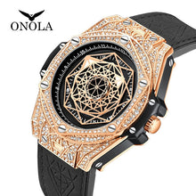 Load image into Gallery viewer, Top Luxury Brand Watch for Men Big Diamond Leather Analog fashion gold Watches Quartz Wristwatch Relogio Masculino
