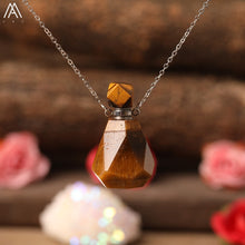 Load image into Gallery viewer, Natural Purple Agates Smoky Color Quartz Rainbow Fluorite Stone Gold Perfume Bottle Pendant For Necklace Making Women Jewelry
