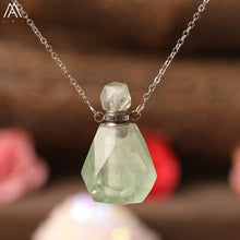 Load image into Gallery viewer, Natural Purple Agates Smoky Color Quartz Rainbow Fluorite Stone Gold Perfume Bottle Pendant For Necklace Making Women Jewelry
