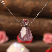 Load image into Gallery viewer, Natural Purple Agates Smoky Color Quartz Rainbow Fluorite Stone Gold Perfume Bottle Pendant For Necklace Making Women Jewelry

