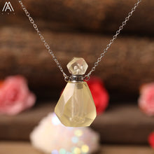 Load image into Gallery viewer, Natural Purple Agates Smoky Color Quartz Rainbow Fluorite Stone Gold Perfume Bottle Pendant For Necklace Making Women Jewelry
