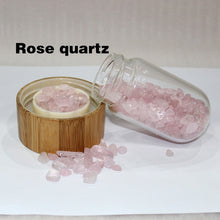 Load image into Gallery viewer, 2021 Drop Shipping Natural Crystal Quartz Gravel Gemstone Healing Glass Energy Elixir drink Water Bottle Bamboo glass cup gift
