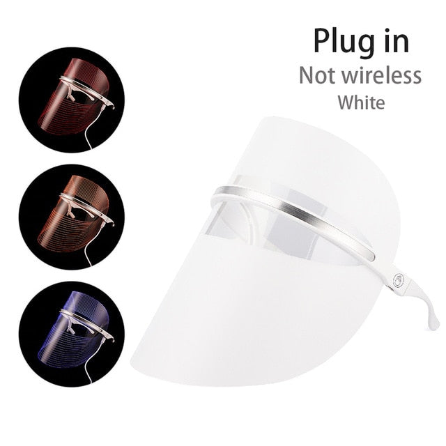 LED Light Photon Therapy Facial Mask Acne Wrinkle Removal Skin Rejuvenation USB 3 Colors Electric LED Facial Spa Mask Treatment