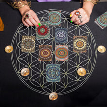 Load image into Gallery viewer, The Flower Of Life Crystal Lattice Tarot Card Tablecloth Velvet Divination Altar Board Game Fortune Astrology Oracle Cards Cloth
