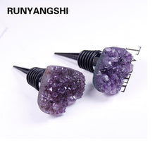 Load image into Gallery viewer, 1pc Natural Amethyst crystal cluster Heart Shaped Red Wine Bottle Vacuum Stopper Twist Cap Heart Shape Beer Champagne Cork
