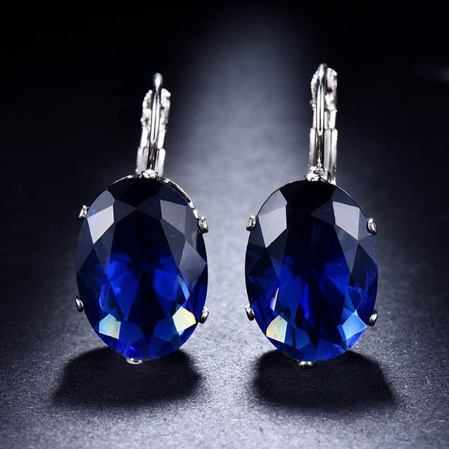 Bague Ringen Sterling Silver 925 Earring Big Egg shaped Gemstone Charms Silver jewelry Woman Party Anniversary Gift Wholesale