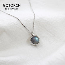 Load image into Gallery viewer, Real Pure 925 Sterling Silver Labradorite Pendant Necklace With Box Chain Simple Elegant Natural Stone Pendant For Women
