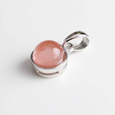 100% 925 Sterling Silver Pendant Natural Malachite Labradorite Crystal Agate Opal Moonstone Gem Necklace Women Fashion Jewelry