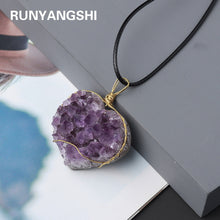 Load image into Gallery viewer, Natural love Shape Amethyst cluster purple quartz Heart Pendant healing stone Exquisite jewelry necklace for woman gifts
