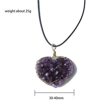 Load image into Gallery viewer, Natural love Shape Amethyst cluster purple quartz Heart Pendant healing stone Exquisite jewelry necklace for woman gifts

