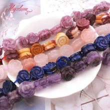 Load image into Gallery viewer, 14mm Natural Quartz Lapis Lepidolite Loose Beads Flower Natural Stone Beads For Women Necklace Bracelet Jewelry Making 5 pc/15&quot;
