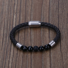Load image into Gallery viewer, Wholesale 2021 New Handmade Multi Colors Natural Semi Precious Stone Bead Magnetic Stainless Steel Brown Unisex Leather Bracele
