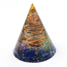 Load image into Gallery viewer, Orgonite Energy Pyramid Natural Spiral Chakra Colour Crystal Emf Protection For Healing Energy Generator Resin Decorative Gift
