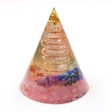 Load image into Gallery viewer, Orgonite Energy Pyramid Natural Spiral Chakra Colour Crystal Emf Protection For Healing Energy Generator Resin Decorative Gift
