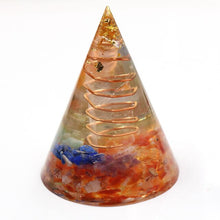 Load image into Gallery viewer, Orgonite Energy Pyramid Natural Spiral Chakra Colour Crystal Emf Protection For Healing Energy Generator Resin Decorative Gift
