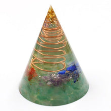 Load image into Gallery viewer, Orgonite Energy Pyramid Natural Spiral Chakra Colour Crystal Emf Protection For Healing Energy Generator Resin Decorative Gift
